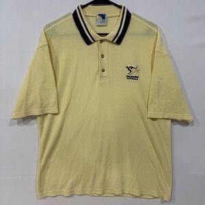 Purely Australian Polo Shirt Mens L Yellow Kangaroo Embroidery Melbourne‎